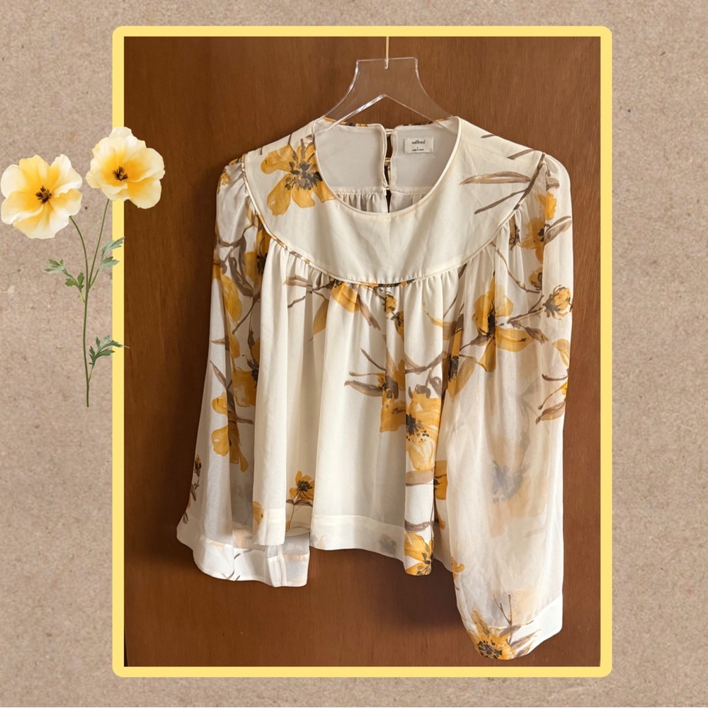 Aritzia Wilfred yellow floral blouse. Size large.
